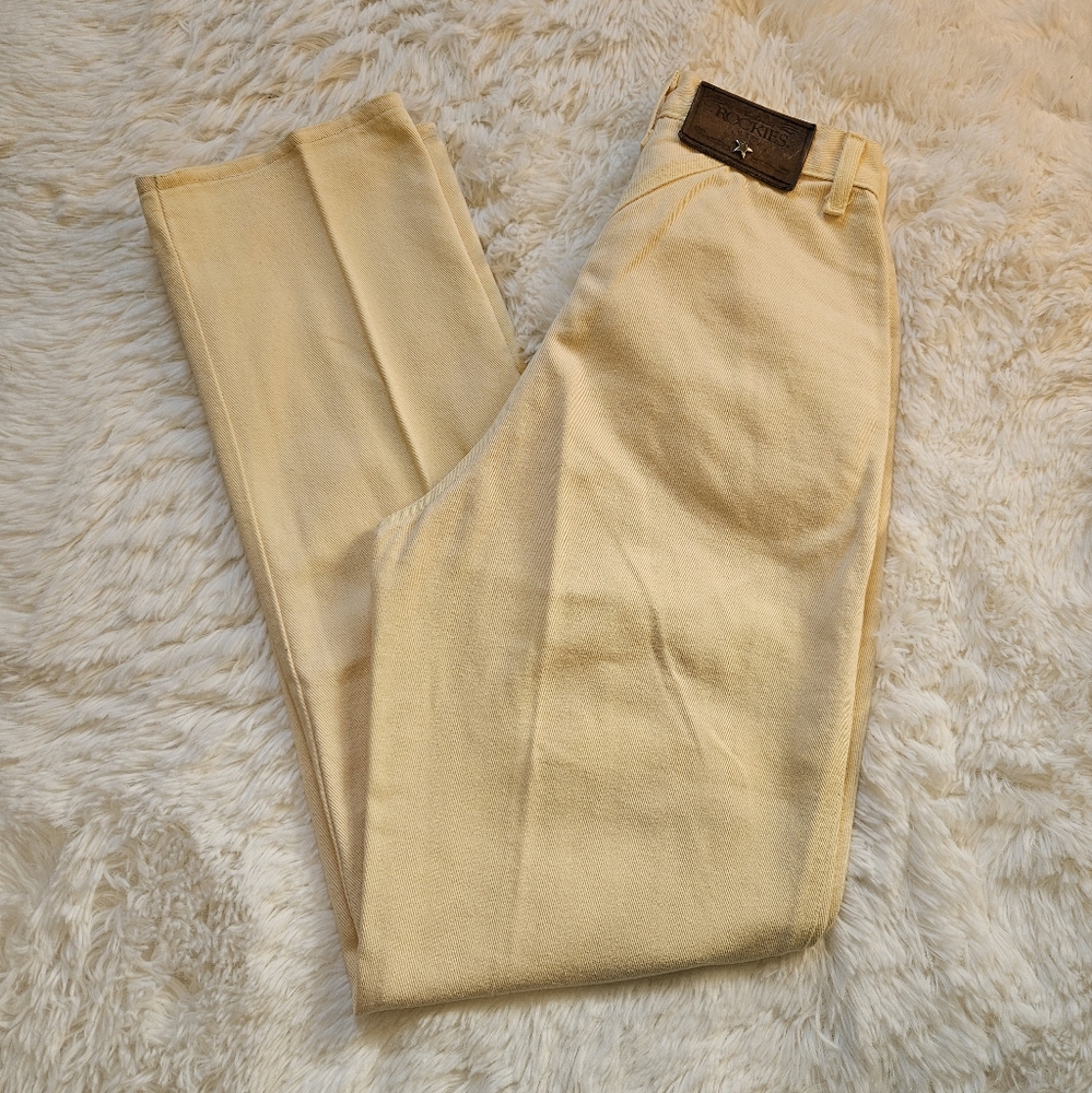 Rockies Vintage Highback High Rise Straight Leg Light Yellow Cream Jeans